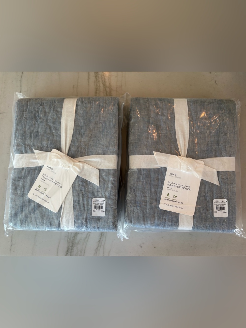 Pottery Barn Belgian Flax Linen EURO Shams - Set of 2